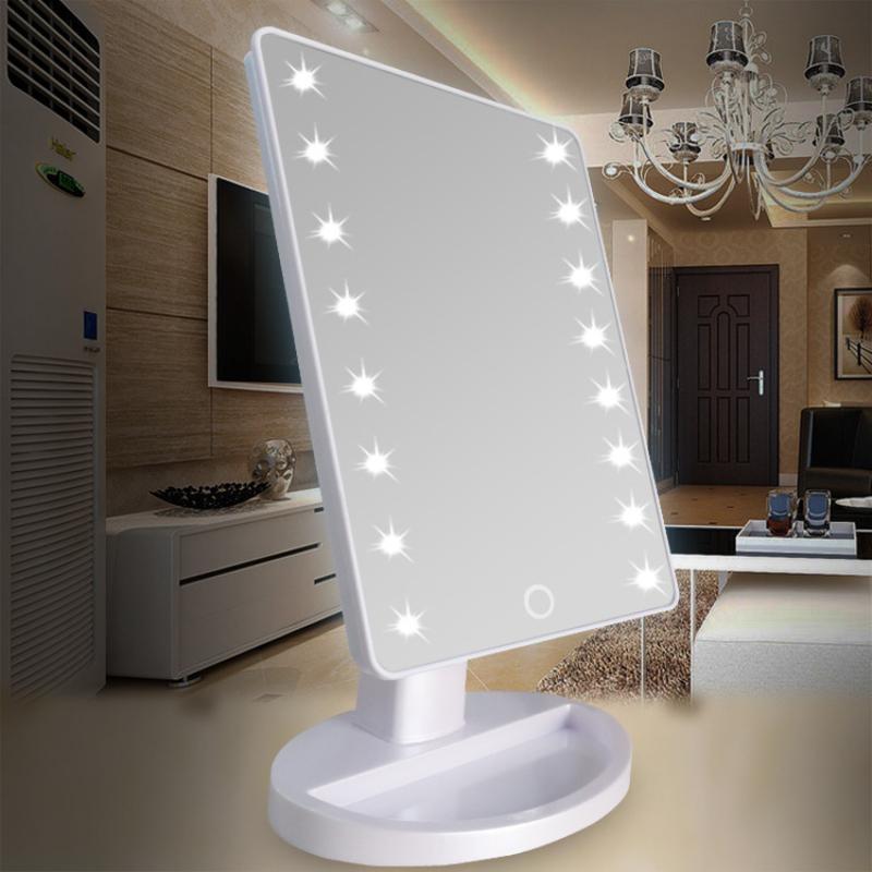 16LED Makeup Mirror 360° Rotating ABS Plastic Frame Desktop Cosmetic Mirror Battery Powered Portable Mirror For Lady Student