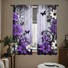 2Pcs Purple Flower Butterfly Print Curtains,suitable for Bedroom,living Room Kitchen Decoration,home Decoration,window Decor