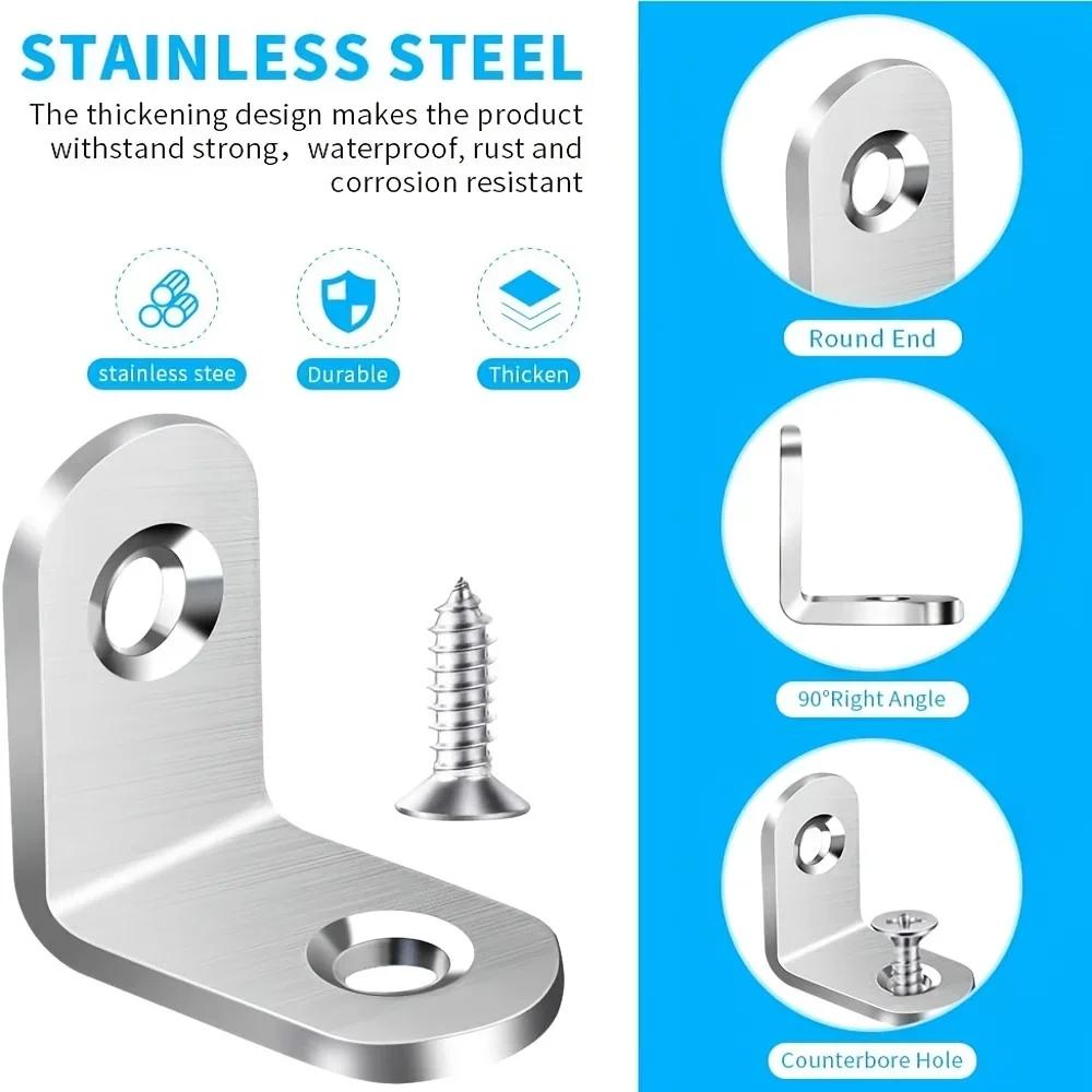 40pcs L Bracket Corner Bracket Set,Metal L Brackets For Shelves Wood Furniture Cabinets Chairs Drawers With 80 Screws