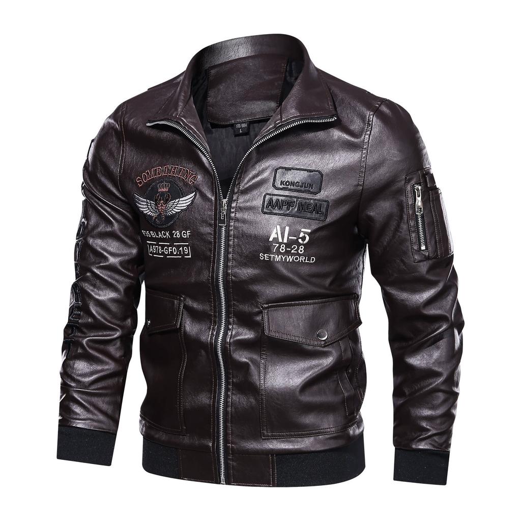 Air Force Herren A-2 Fliegeranzug Lederjacke PU Retro Übergröße Motorradjacke