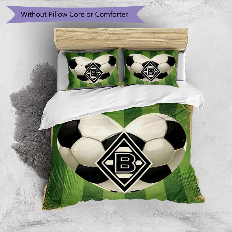 3pcs Duvet Cover Set (1*Duvet Cover + 2*Pillowcase, Without Core), Borussia Monchengladbach Print Bedding Set, Bedroom Decor, All‑Season, Birthday Gif
