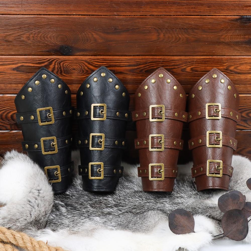 Medieval Belt Viking Knight Cosplay Rivet Bracelet PU Leather Material Outdoor Knight Riding Dress Cosplay Belt Accessory