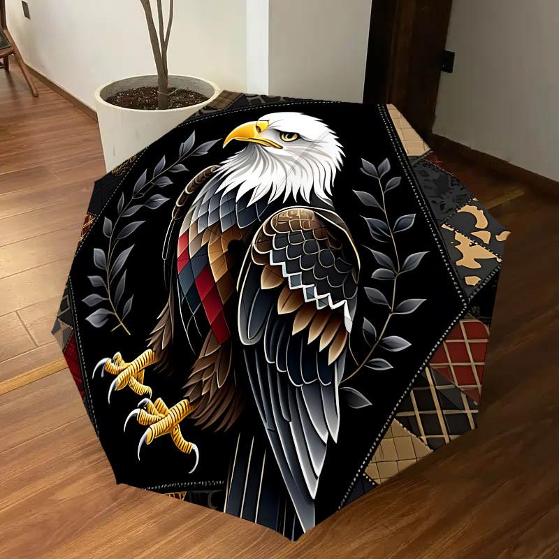 1PC Eagle Leaf Automatic Open/Close Umbrella with Windproof, 8-Rib Sturdy Canopy, Durable Ribs, Fashionable Design, Outdoor Accessory, Fun Prin, Holid