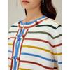 INMAN Women's Rainbow Stripe Knit Cardigan