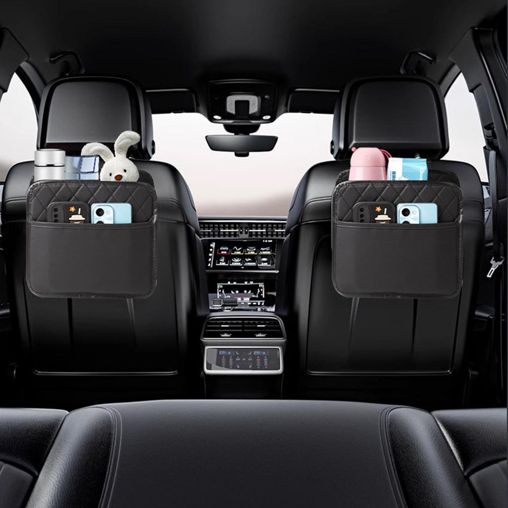 Leather Car seats Back Organizes with Spacious Pockets Convenient Storage Organizes for Bottles Toy Documents