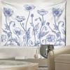 Blue Simple Brush Flowers Tapestry Wall Hanging Natural And Minimalist Art Bohemian Hippie Bedroom Living Room Home Decor