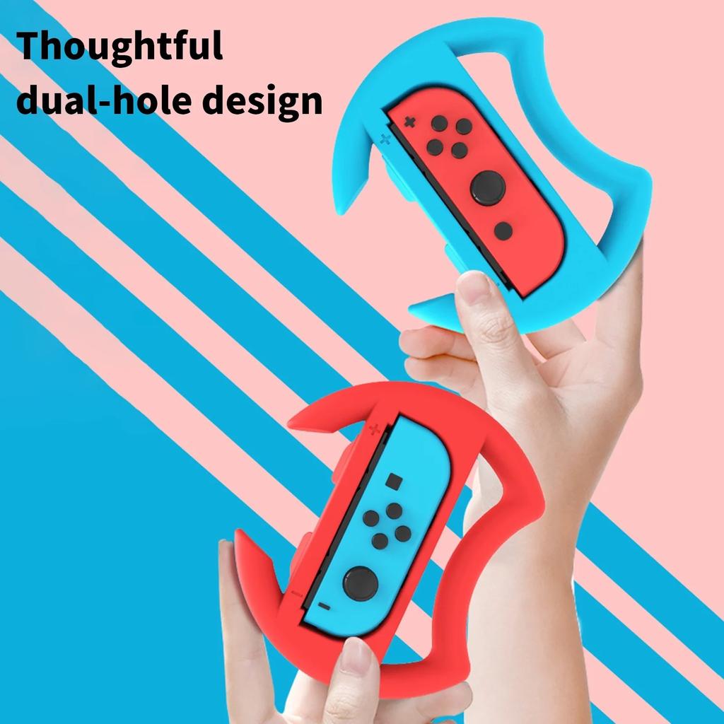 2Pcs Game Steering Wheels Comfortable Grip Plug Play Accurate Fit Realistic Gaming Experience Double Against Gamepad Steering Wheels for Switch OLED