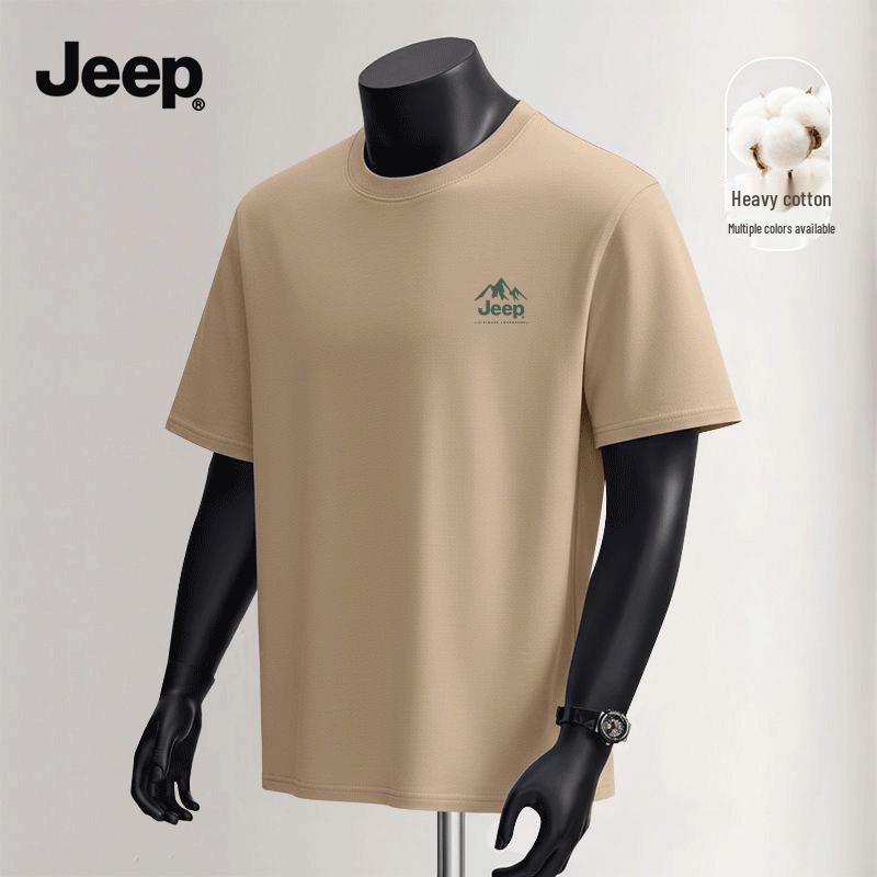 JEEP Men s Heavyweight Pure Cotton Short Sleeve Round Neck T-shirt 2XL