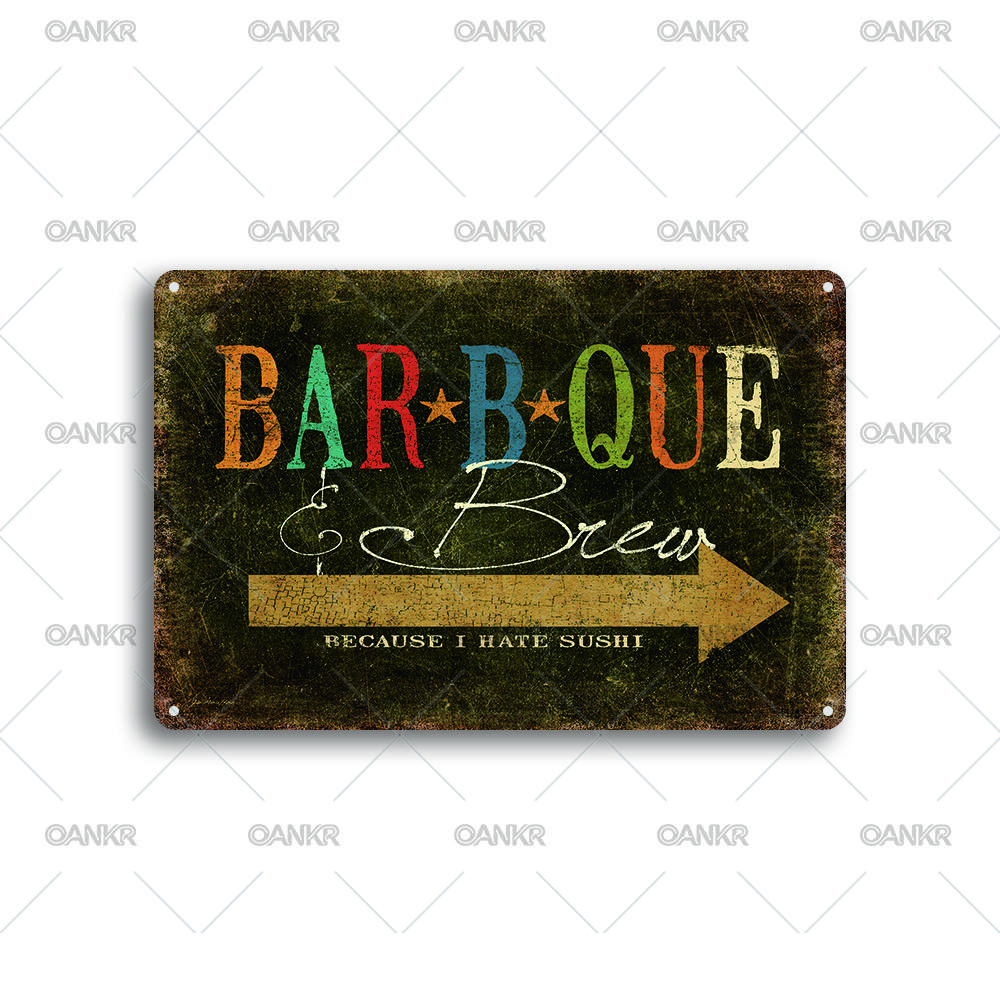 Vintage BBQ Rules Metal Poster Tin Sign Perfect Gift Retro Barbecue Art Poster Metal Signs for Backyard Bar Garden Wall Deocor