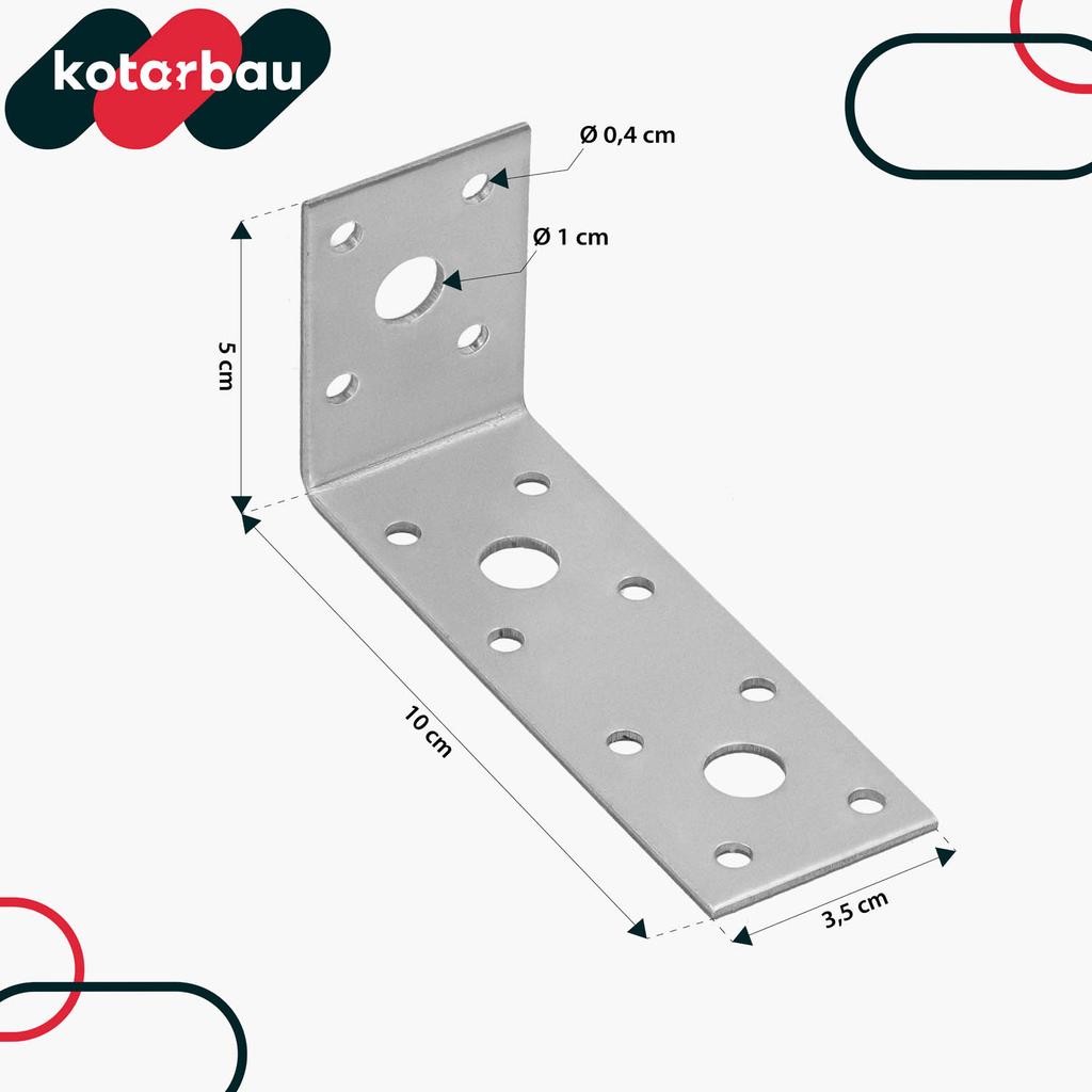 KOTARBAU® Carpenter's Angle Construction Connector Stainless Steel Galvanized 100 x 50 x 35 MM