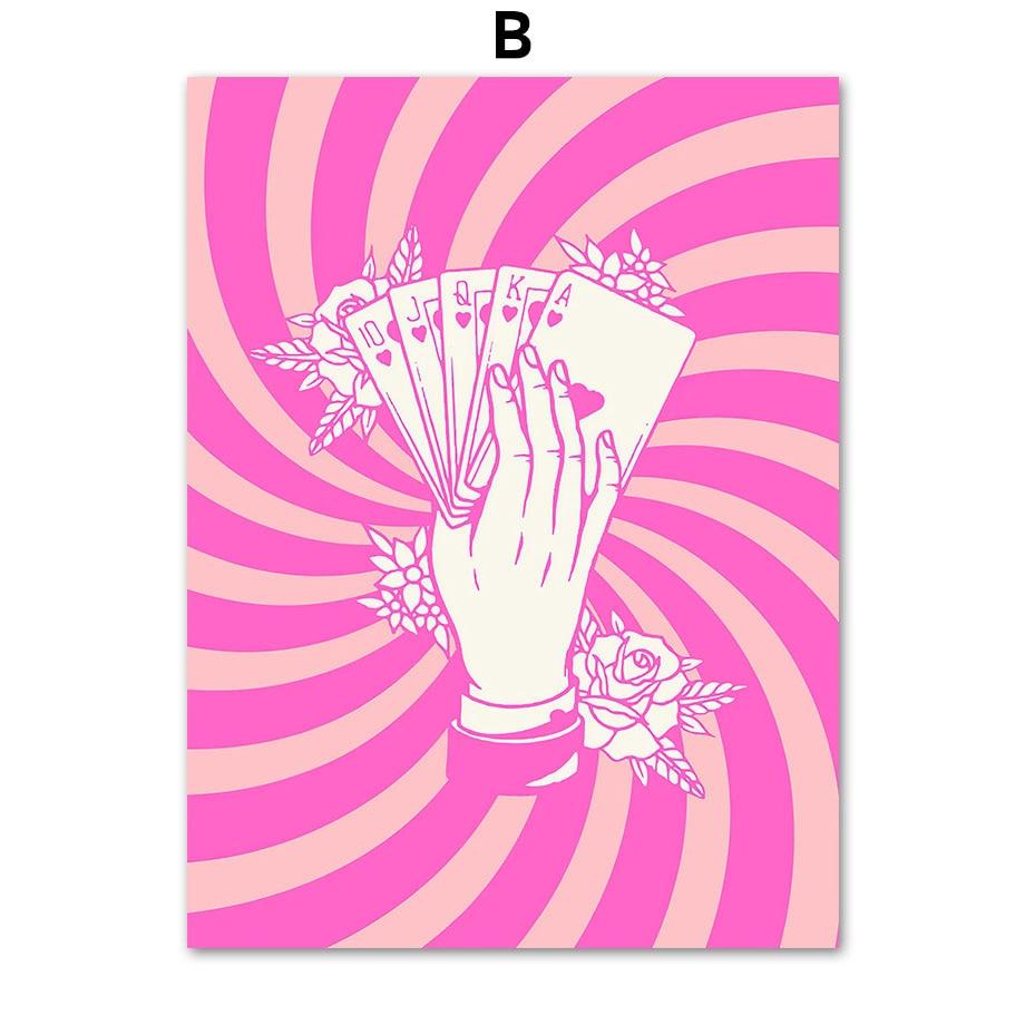 Vintage Cocktail Disco Cherry Aesthetics Poster and Printed Pink Wall Art Canvas Painting Room Nordic Home Decoration Mural