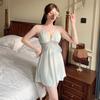 Autumn and winter golden velvet pure desire wind sexy suspender nightgown, loungewear two-piece set, simulated silk women's pajamas