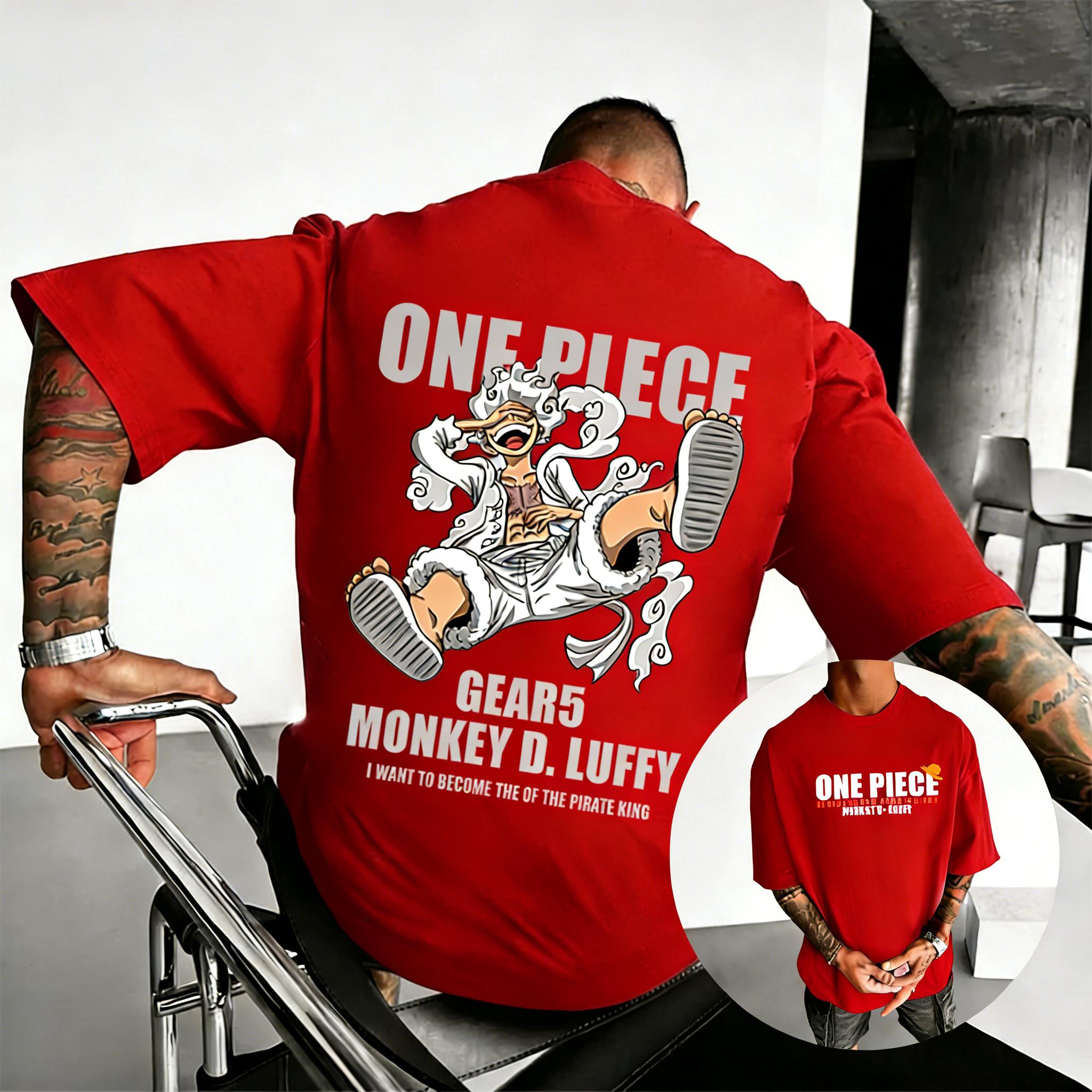 

Plus Size One Piece Anime Printed Men and Women Tshirt Casual Parent Child Top Fashion Harajuku Style Summer Y2K Street Wear S