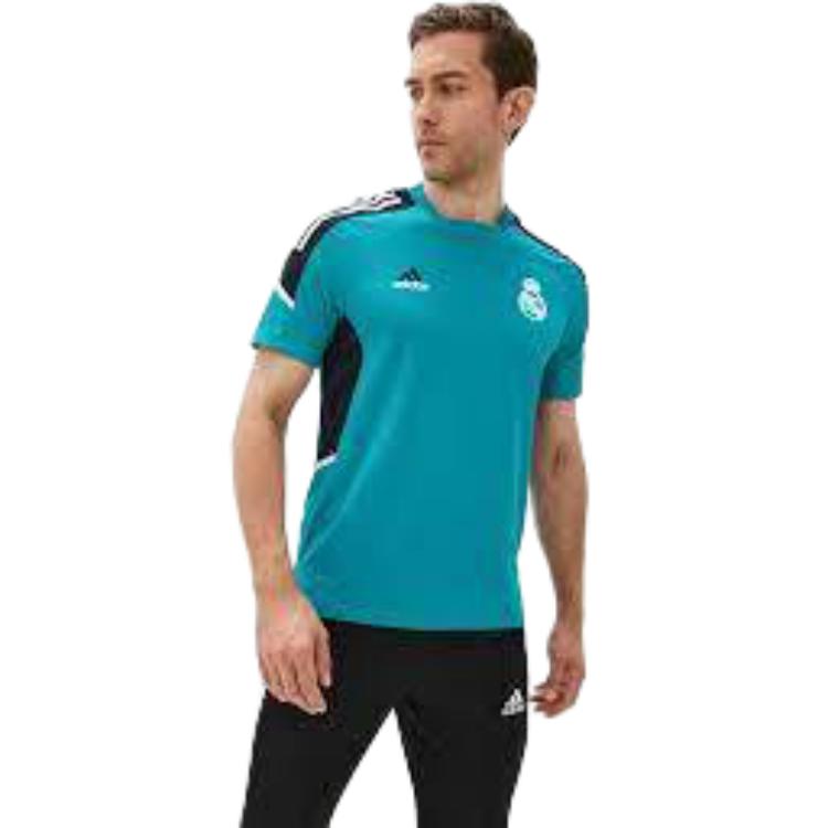 adidas Koszulka treningowa Real Madryt Domowa z krótkim rękawem Sezon 21-22 Męska Bluzki Zielona GR9027