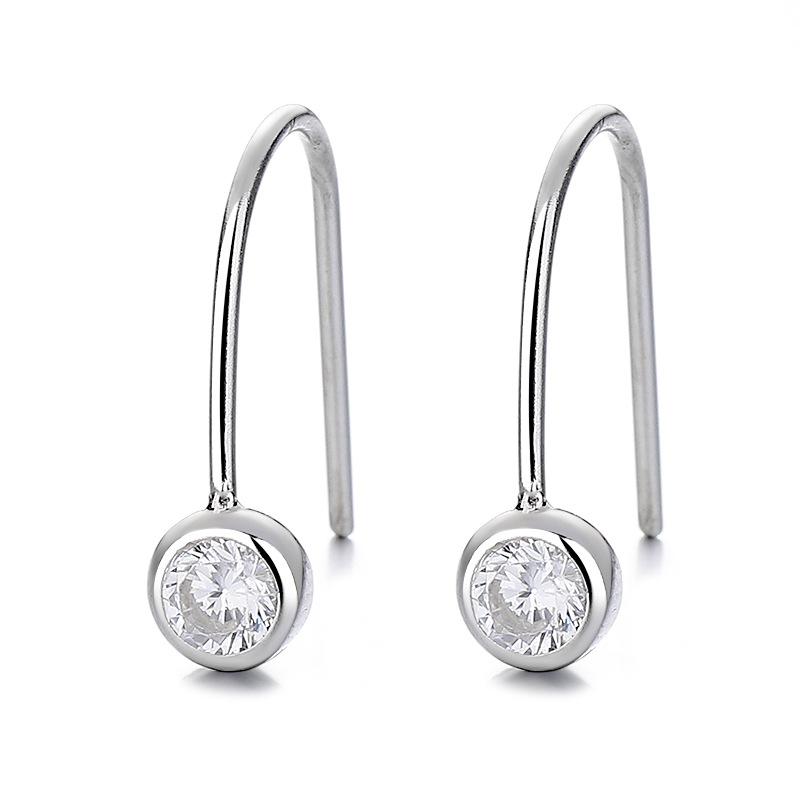 

High-End U-Shaped Zircon Stud Earrings, Women S Personalized Ear Hooks, Simple And Cold Wind Ear Jewelry 925 silver платиновий