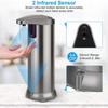(Stainless Steel) Automatic Soap Dispenser with Infrared Motion Sensor, Waterproof Base and Adjustable Switch Suitable for Bathroom, Kitchen, Hotel, R