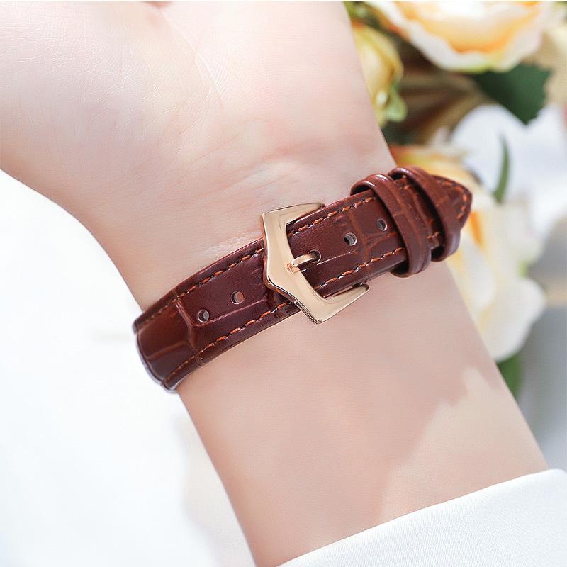 Simple Classic Disc Bamboo Pattern Belt Quartz Watch Women'S Retro Waterproof Watch