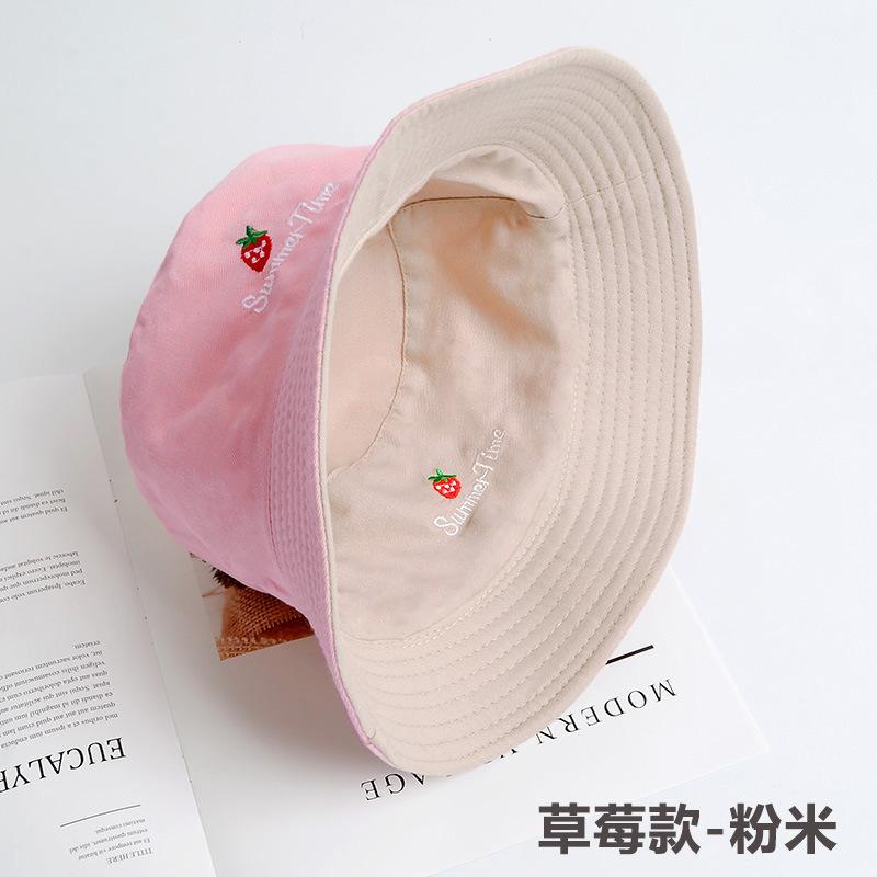 Bucket hat women's summer face small hat fashionable versatile double-sided sun hat