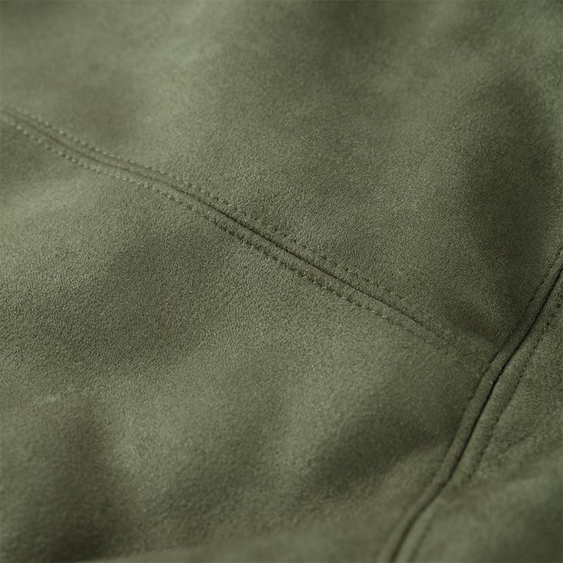 Fashion Suede Zipper Bomber Jacket for Women Vintage Turn Down Collar Long Sleeve Coats Lady New Streetwear Loose Short Outerwear Commute Spring New
