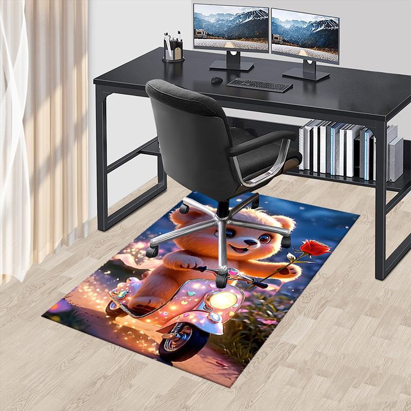 

1pc Teddy Bear with Rose Chair Mat - Anime Cartoon Design, Non-Slip Carpet for Office and Home Decor, Suitable for All Seasons.C040 60cm by 90cm