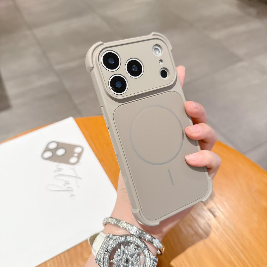 Apple 17 Pro Max Magnetic Anti-drop Phone Case with Frosted iPhone 16 Lens Film and iPhone 15 Protection