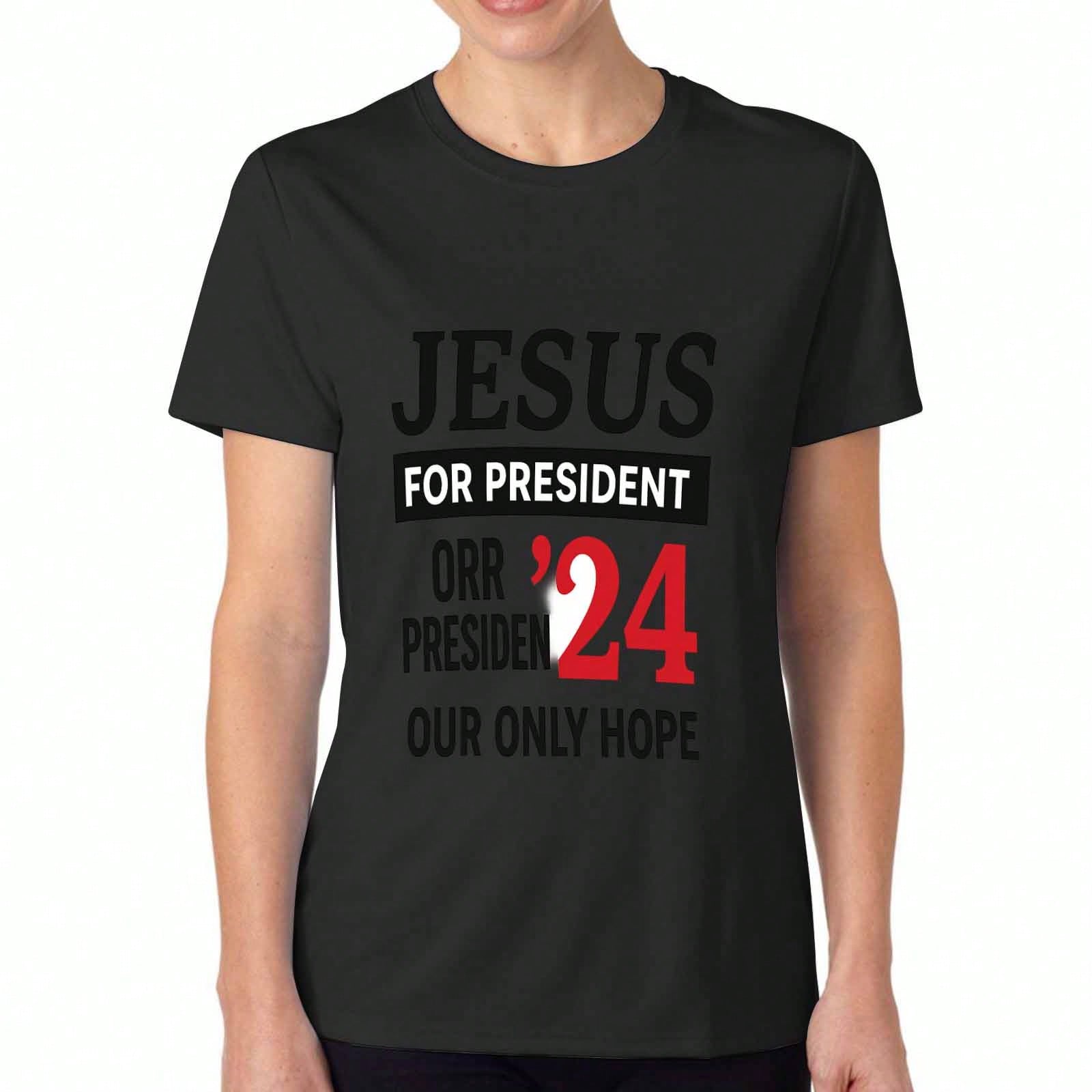 Jesus For President 2024 Women s Cotton T Shirt, Premium Print, Durable, Casual Fashion. Election Hope Graphic Tee. FaithInspired Design For Political S разноцветный