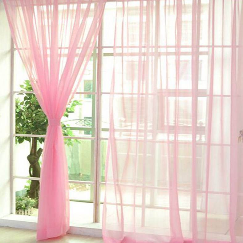 1 Pcs Colorful Sheer Tulle Curtains Polyester Solid Color Rod Pocket Curtain For Bedroom Kitchen Living Room Kid Room Classroom