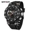 SANDA 6312 New Steel Strip Sports Watch Dual Display Dual Movement 5ATM Waterproof Multi functional Men's Electronic Watch-1