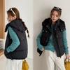 New stand-up collar zipper short down cotton vest women's warm jacket beige vest fashion casual