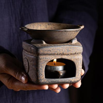 Aroma Burner with Candle Spoon Modern Fragrance Ceramic Ornament Aromatherapy Diffuser Wax Melt Cubes Candle Burner for Bedroom