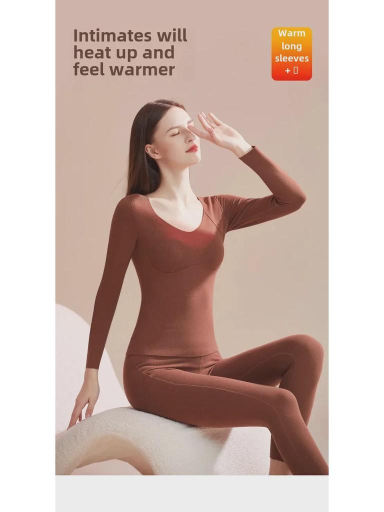 Damen 75D Milchseide Langarm-BH mit Brustpolstern - Winterwärme, Konstante Temperatur, Antibakteriell, Nahtlos, Schnell wärmend.