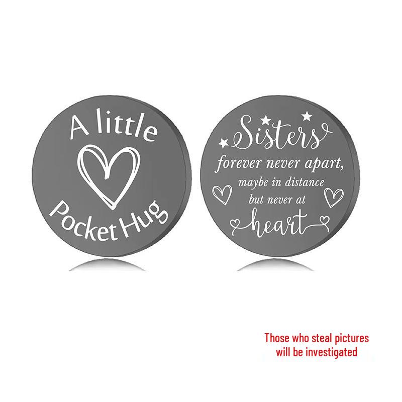 Lucky Charm Motivational Coin: Engravable Stainless Steel Couple & Family Gift Ornament.
