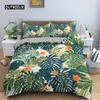 Tropical Plant Bed Linen Collection Green Leaves Quilt Cover with Zipper Closure Comforter Cover Queen Size King Dimension Full Polyester Fabric Quilt