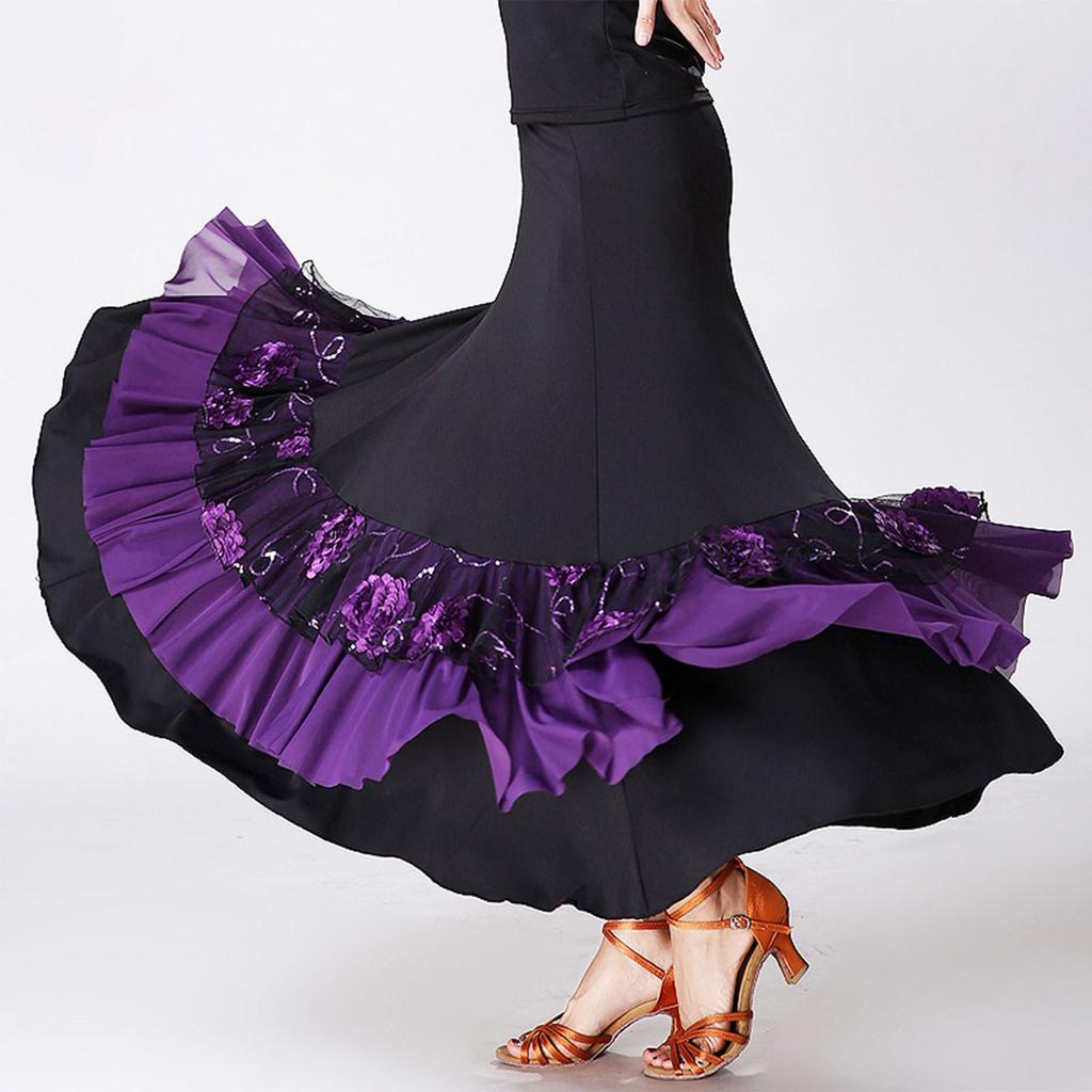 Professional Dance Skirt In Milk Silk Fabric With Adjustable Waist Fashion Dance Dress For Various Dance Styles