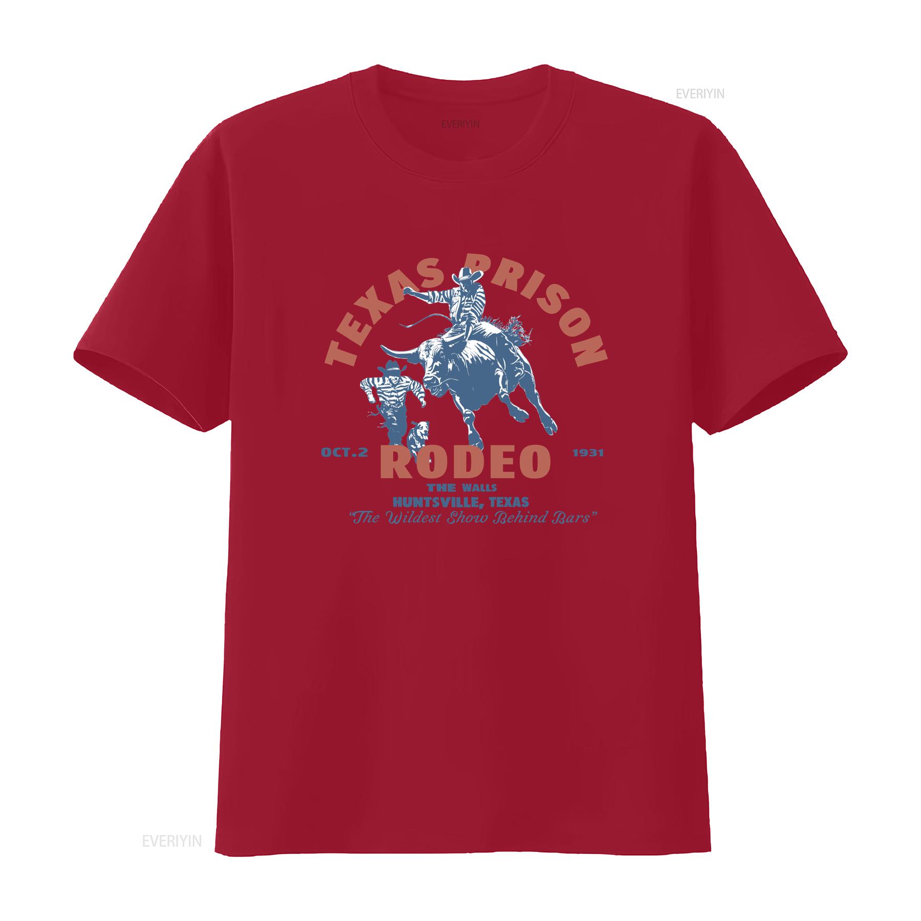 

Super Soft Garment Dyed T shirt Texas Prison Rodeo vintage Washed Breathable Slightly Comfortable Top For Everyday Wear homme S