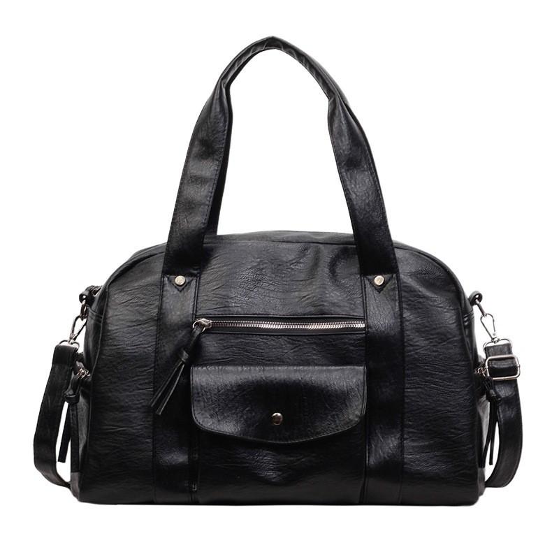 Large Capacity Tote Bag Women Minimalist Work Commute Shoulder Crossbody PU Leather With Zip