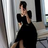 Hepburn Style Waist-Cinched Little Black Dress - Women's 2025 Summer Collection