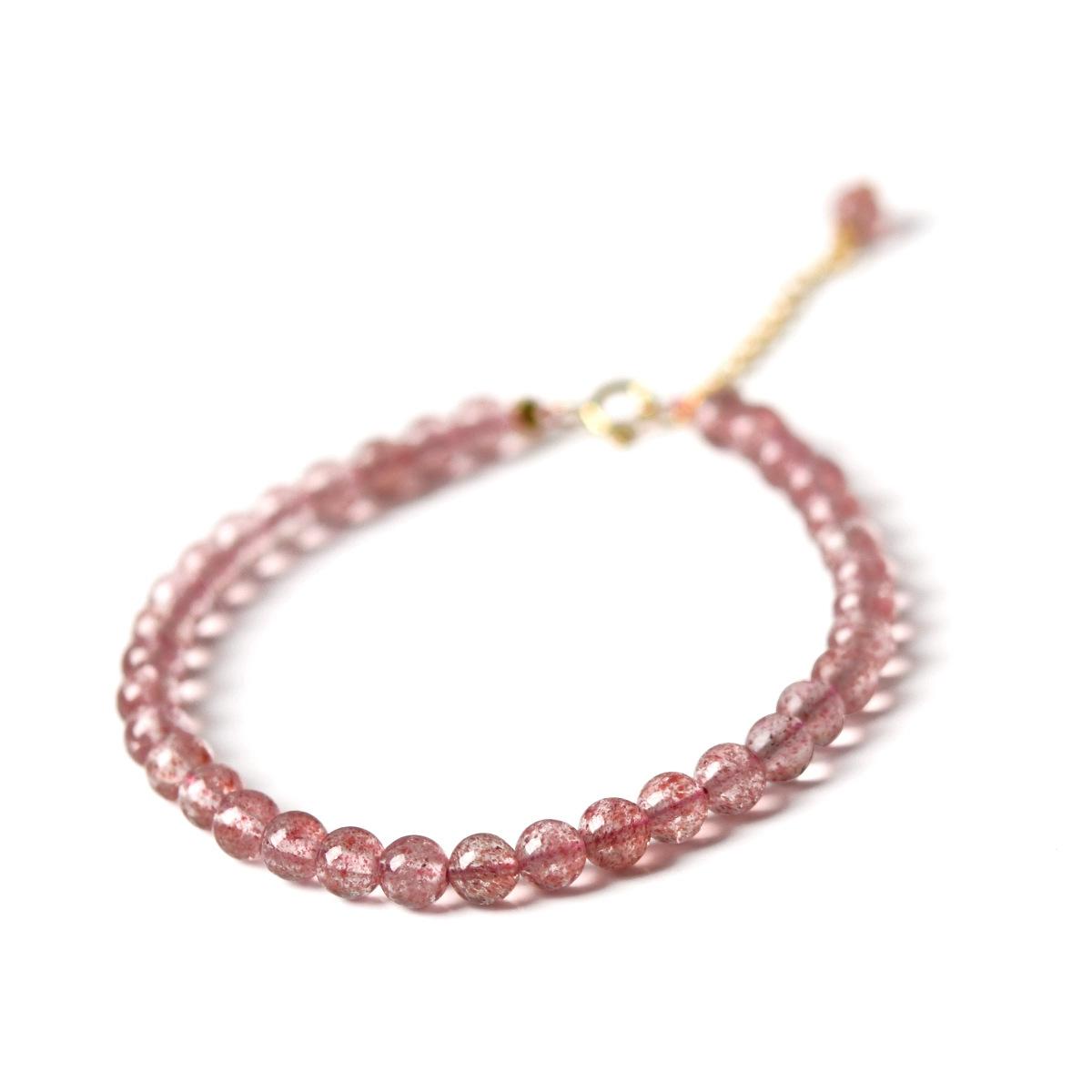 

Элегантный браслет из клубничного кварца и персикового цвета с хрустальными бусинами в подарок для нее