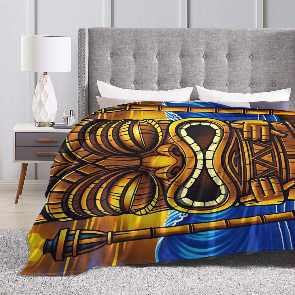 Vintage Sunset Beach Tiki Totem Statue Art Flannel Blanket Spring Warm Throw Blanket for Kids Home Decor Pattern Sofa Bed Cover