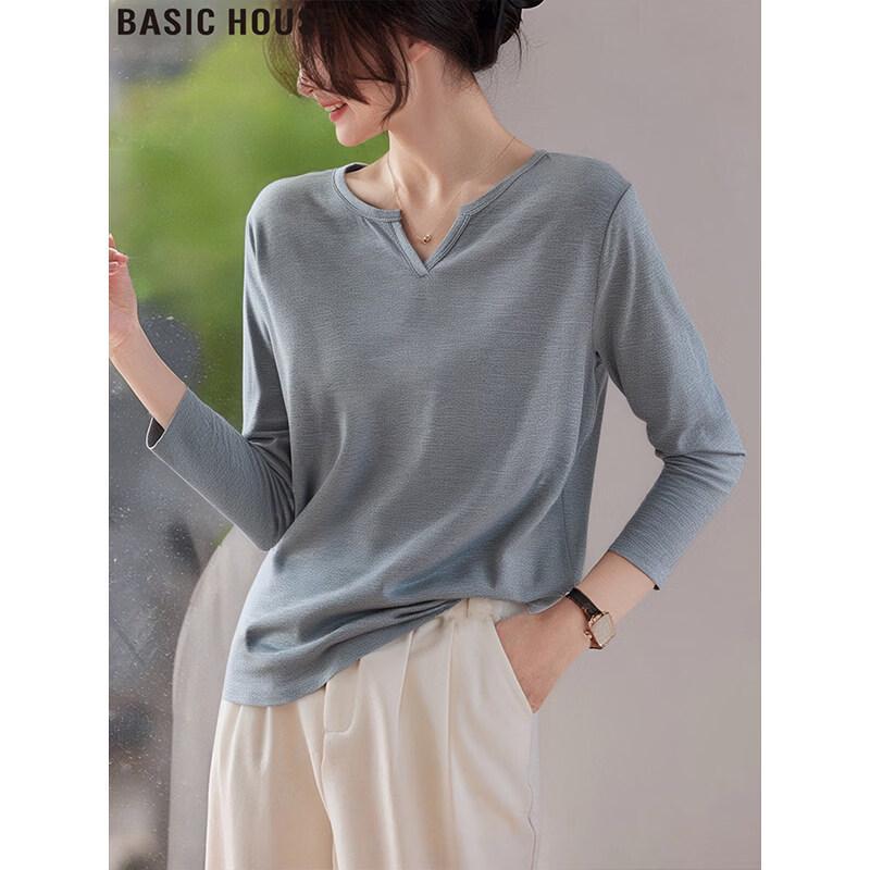 Basic House Women s V-Neck Long Sleeve T-Shirt M
