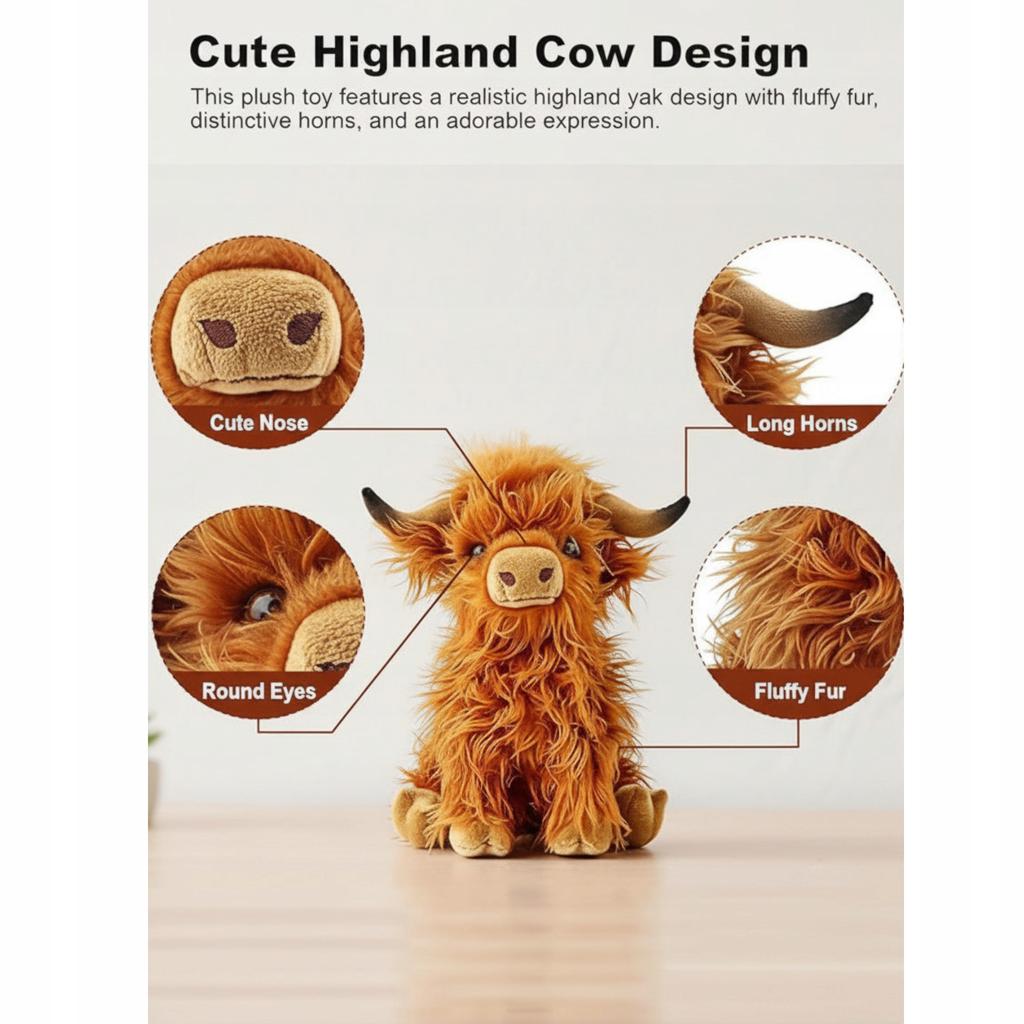 Maskotka pluszowa dla dzieci krowa szkocka pluszak higland cattles 25cm