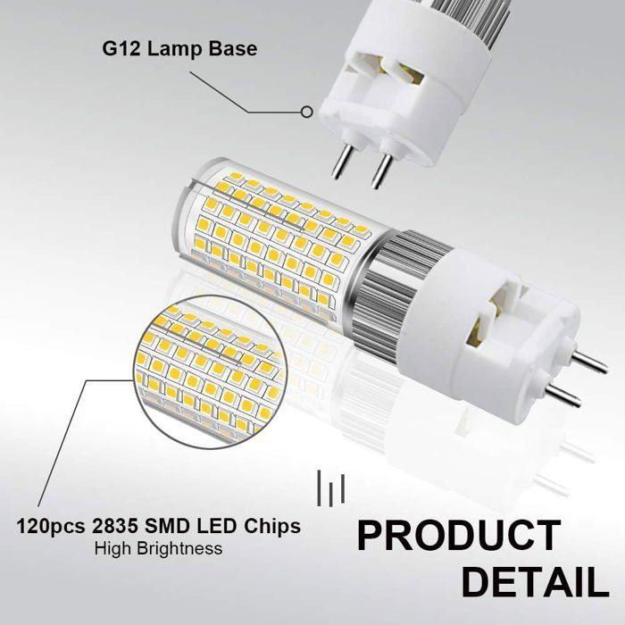 Ampoule LED G12 16W (2 Pcs) Corn Light 1600 Lm Blanc Chaud 3000K 360° Non Dimmable