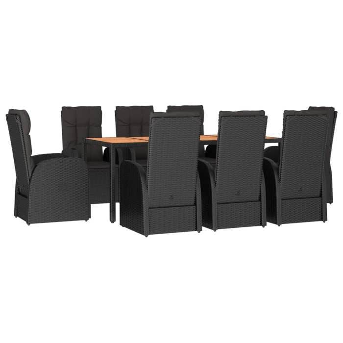 VidaXL Garden Dining Set 9pcs Black Cushions Wicker, Dining Set, Dining Set 3157605