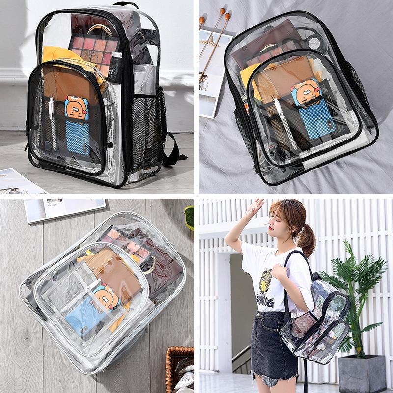 Zaino Tracolla in PVC Trasparente - Impermeabile, Grande Capacità, Borsa Ita Unisex Adatta per Studenti