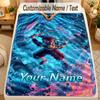 Flannel BlanketDemon Slayer Custom Name Text Personalized Soft Warm Throw Blanket Home Decor Gift