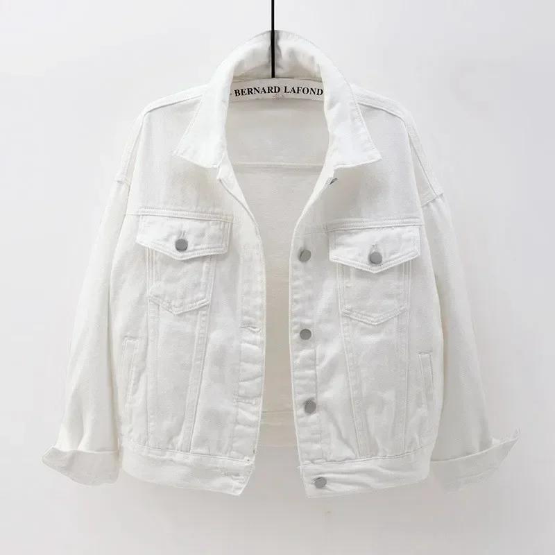 Spring Autumn Women's Denim Jacket Short Coat Pink Jean Jackets Casual Tops Loose Tops Lady Outerwear