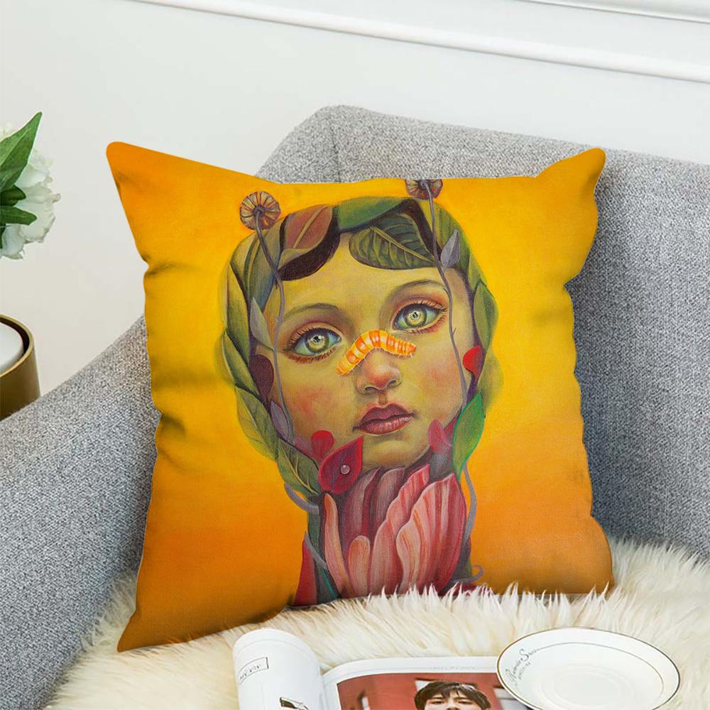 Natasha Lelenco Abstract Art Pillow Case For Car Sofa Decorative Home Double-sided Print Plush Square Throw Pillow Cushion Cover