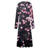 Women's  And Winter Casual Fashion V-neck Long Sleeve Print Long Dress