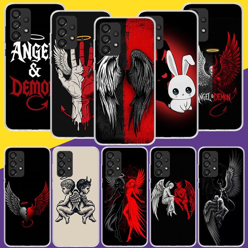 Angel Wings Devil Bad Phone Case For Samsung Galaxy A52 A32 A22 A12 A02S A50S A30S A51 A31 AA71 Note 20 Ultra 10 S10 Plus Galaxy