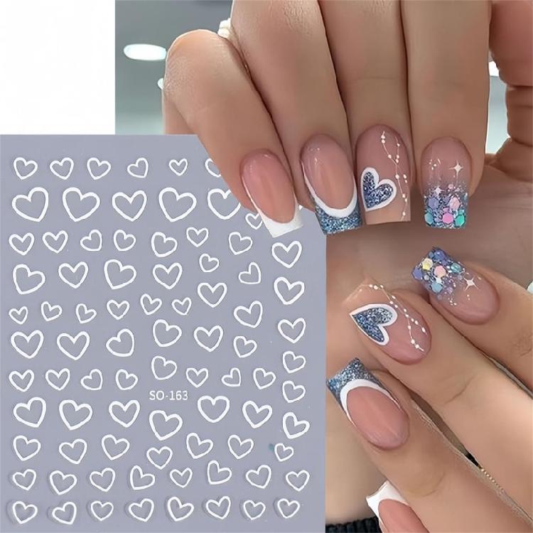 6 Sheets Valentines Day Nail Art Stickers Decals,Adhesive Red Heart Nail Stickers DIY Designs Nail Decorations for Women